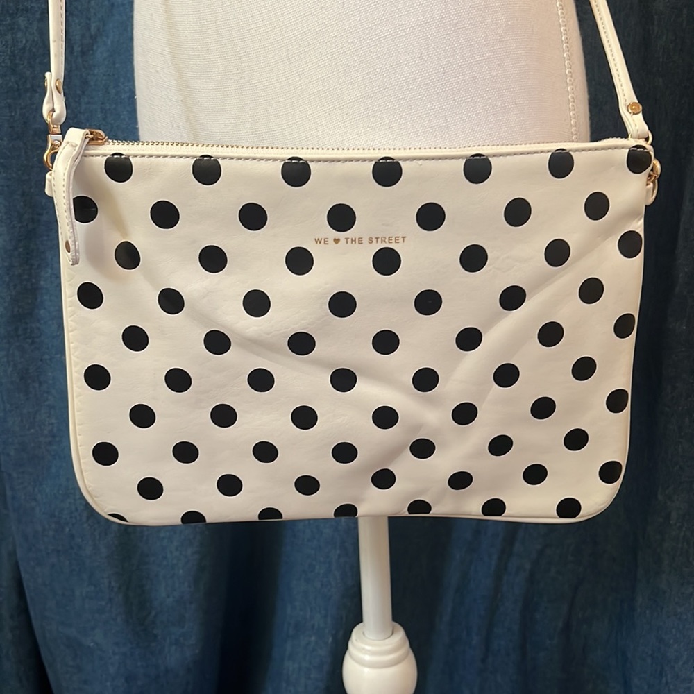 We 🖤 the Street White/Black Polka Dot Clutch/Shoulder Bag NWOT
